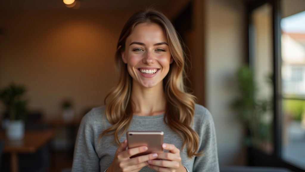 Personne souriant en tenant un téléphone et un portefeuille, illustrant le paiement reçu pour une mission réussie