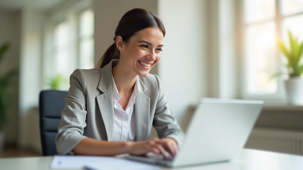 Femme remplissant un formulaire de sondage en ligne sur son ordinateur portable