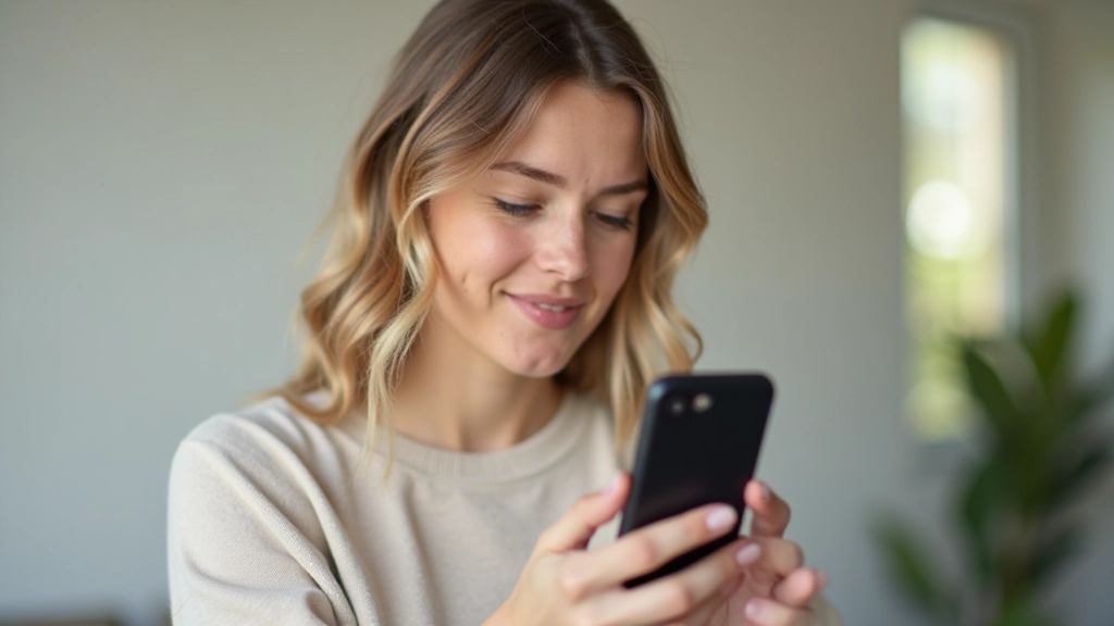 Femme testant une nouvelle application mobile et donnant son retour utilisateur